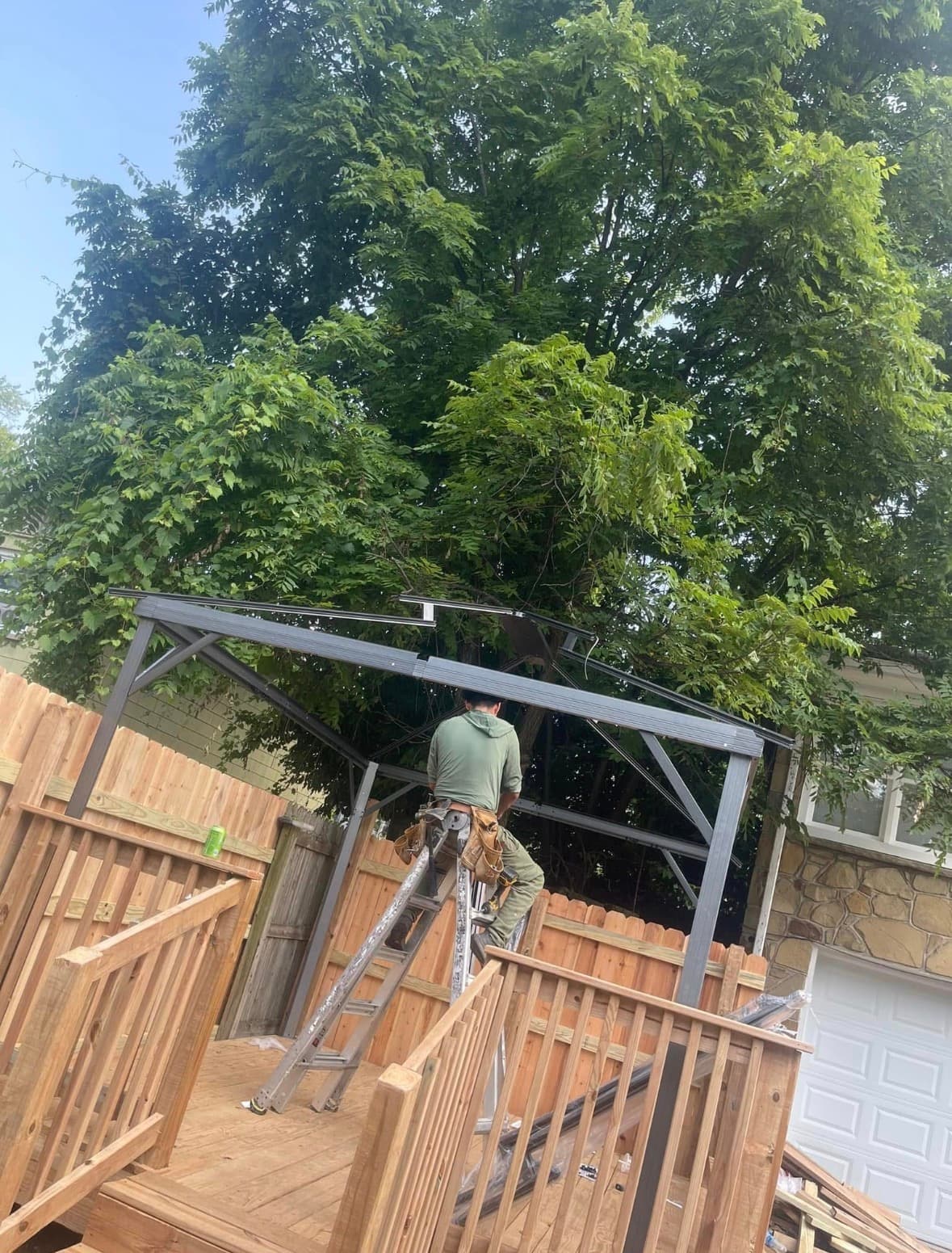 Backyard deck with a new gazebo structure