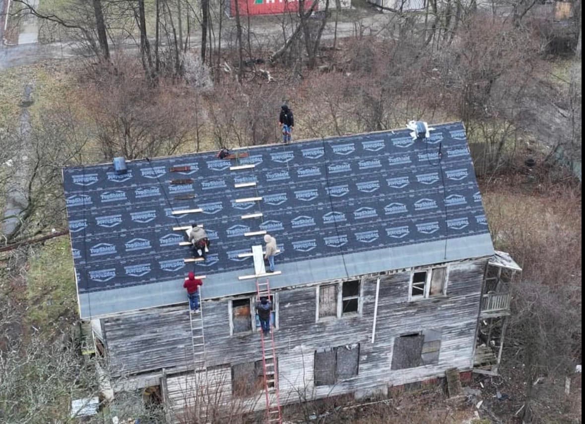 New underlayment going down on a full rebuild, aerial